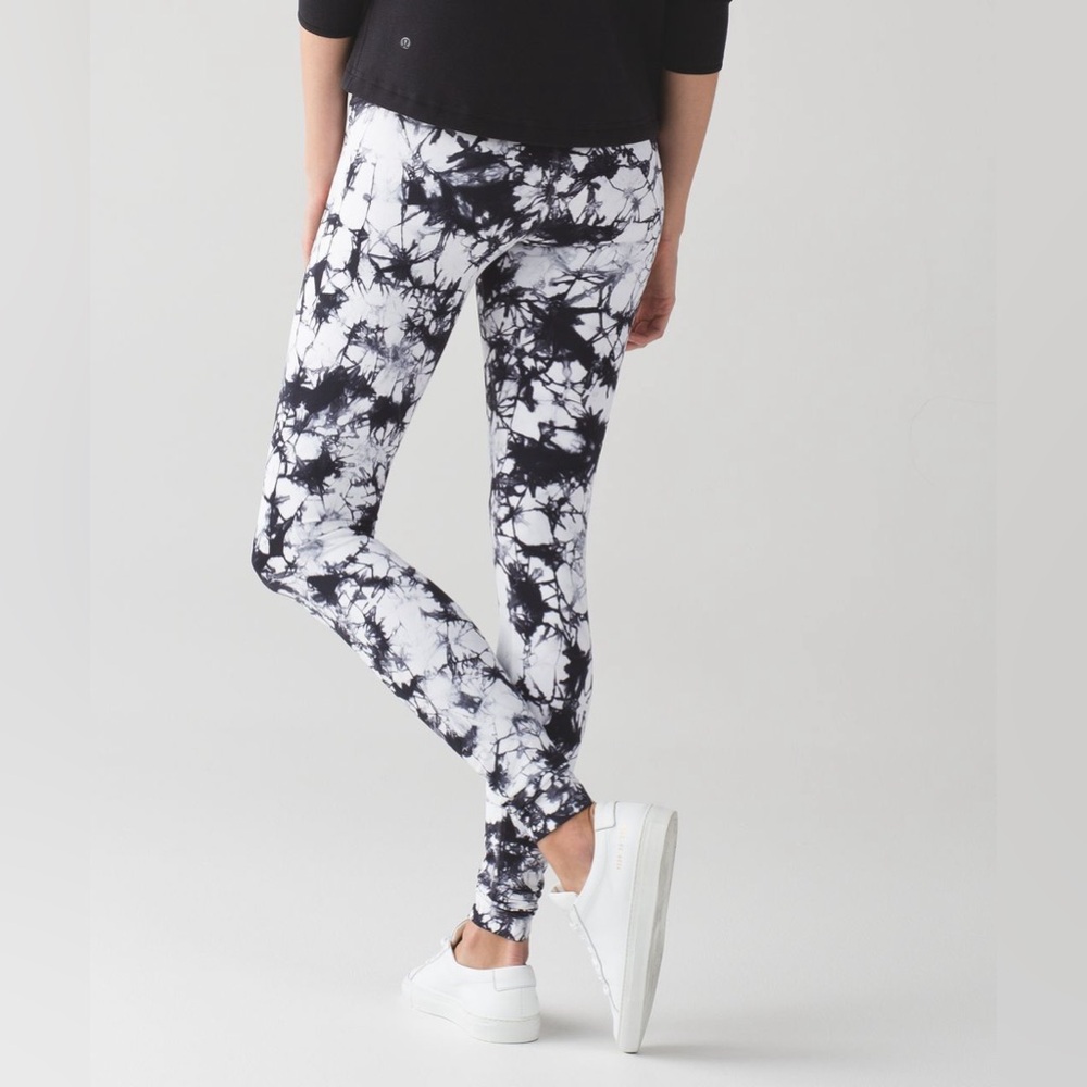 NWOT! Lululemon Wunder Under Pant Hi-Rise Shibori White Black Marble Leggings 8